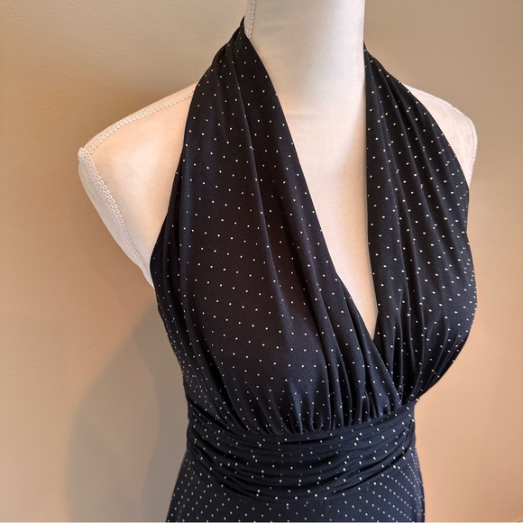 Evan Picone Black and Gold Halter Dress Size 4 - Picture 9 of 10